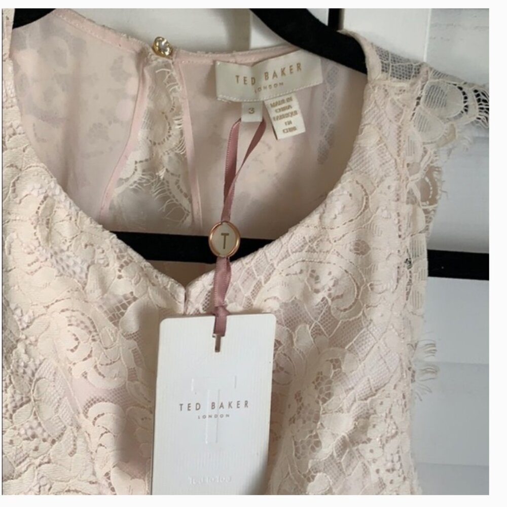 Ted Baker Pitara open back lace tulle dress light pink blush size 3 nwt - Picture 6 of 6